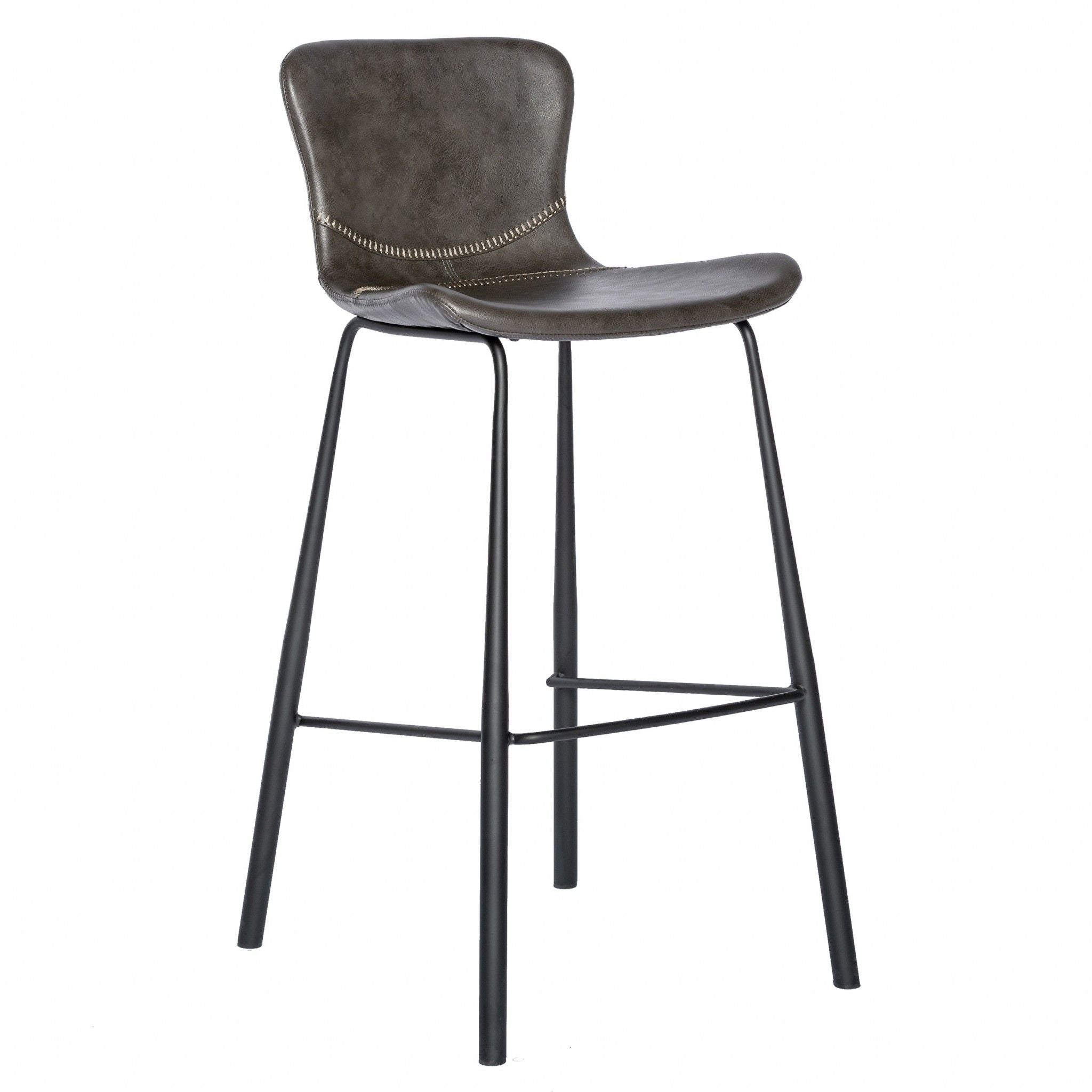 Steel Low Back Bar Height Bar Chairs (Set of 2) - Gray / Black