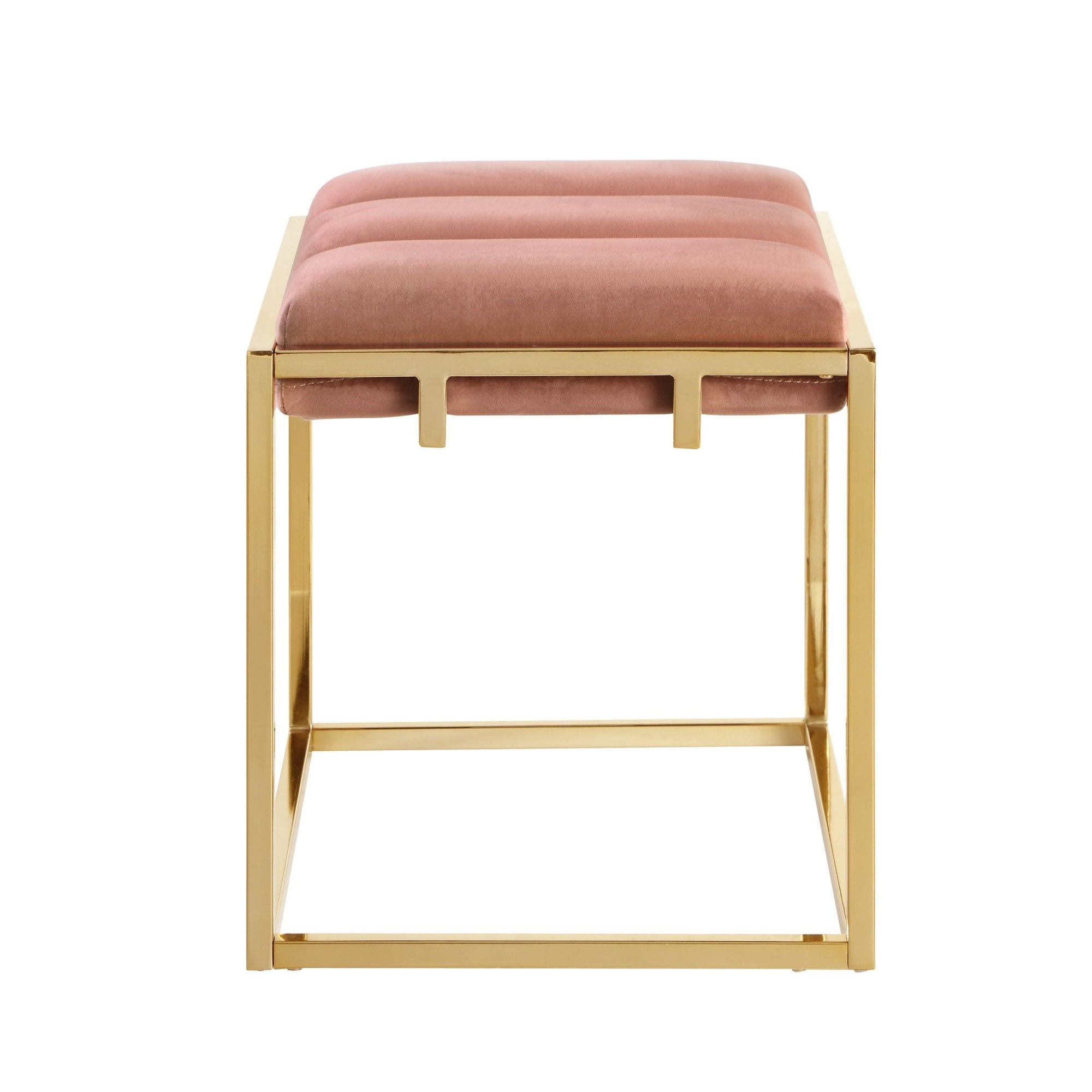 Velvet Ottoman - Blush / Gold