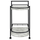 Desiree - 2-Tier Faux Marble Shelf Metal Bar Cart by CoasterEveryday | Bel Furniture