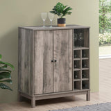 Cheyenne - 2 Door Home Bar Wine Cabinet - Weathered Acacia by CoasterEveryday | Bel Furniture