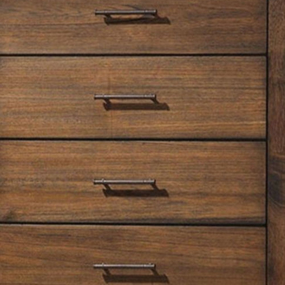 5 Drawer Chest Dresser With Brass Metal Hardware - Oak