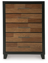 Kraeburn - Brown / Black - Five Drawer Chest by Benchcraft® | Bel Furniture