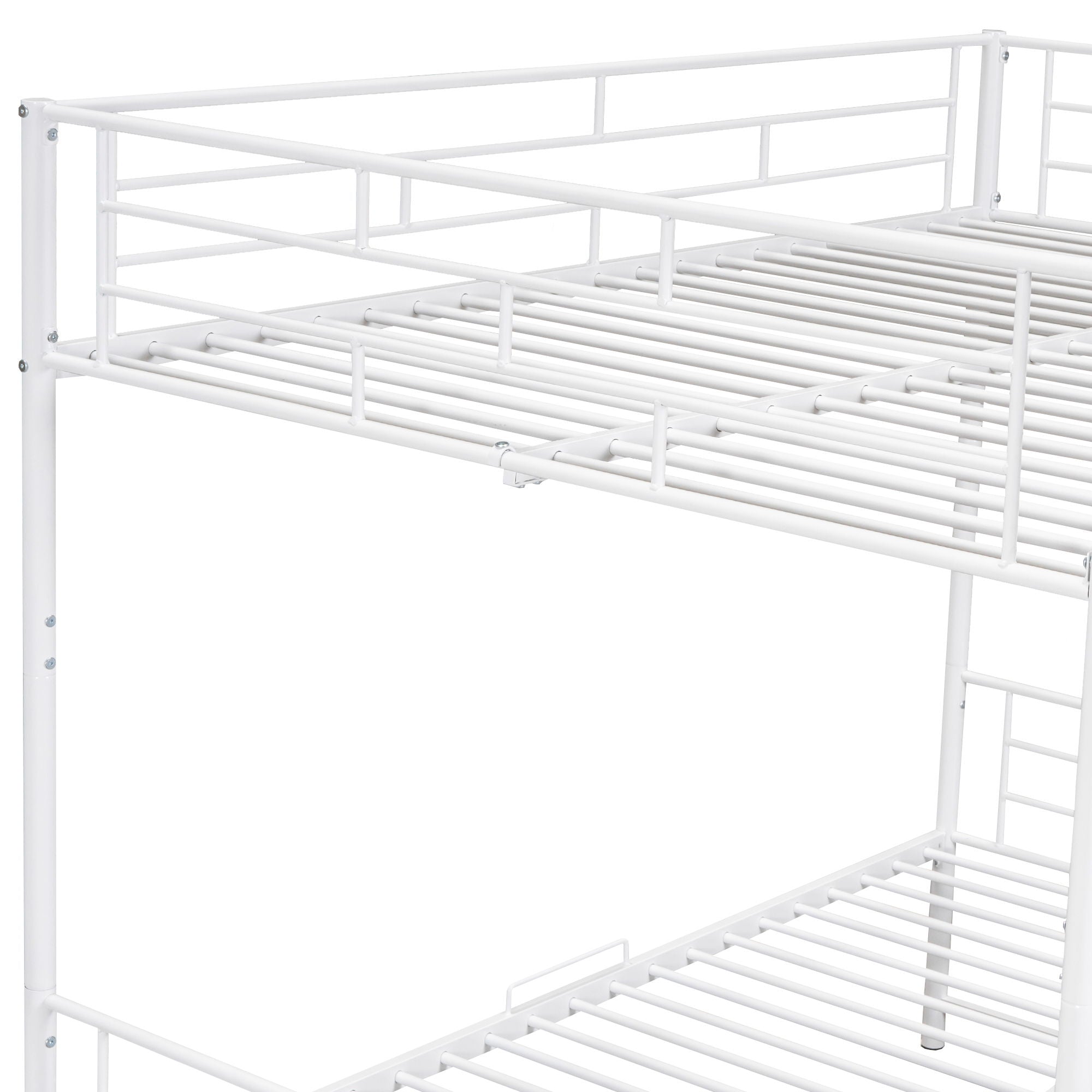 Metal Bunk Bed With Shelf And Guardrails