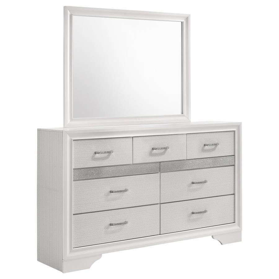 Miranda - 7-drawer Dresser With Mirror White by CoasterEveryday | Bel Furniture