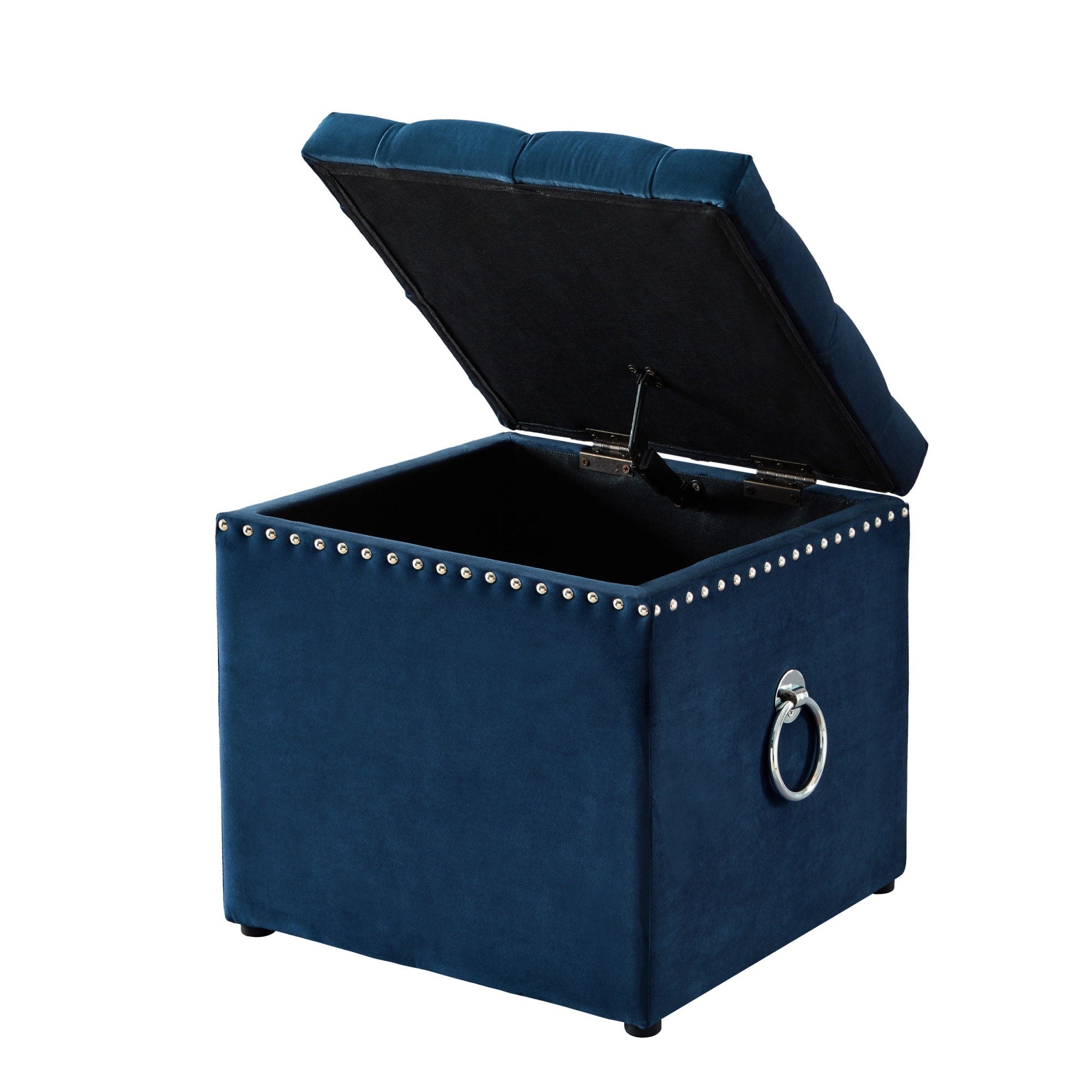 Velvet Tufted Storage - Navy Blue / Black