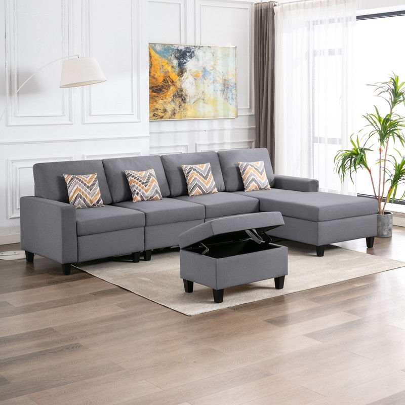 Nolan - Fabric 5 Piece Sectional Sofa With Interchangeable Legs