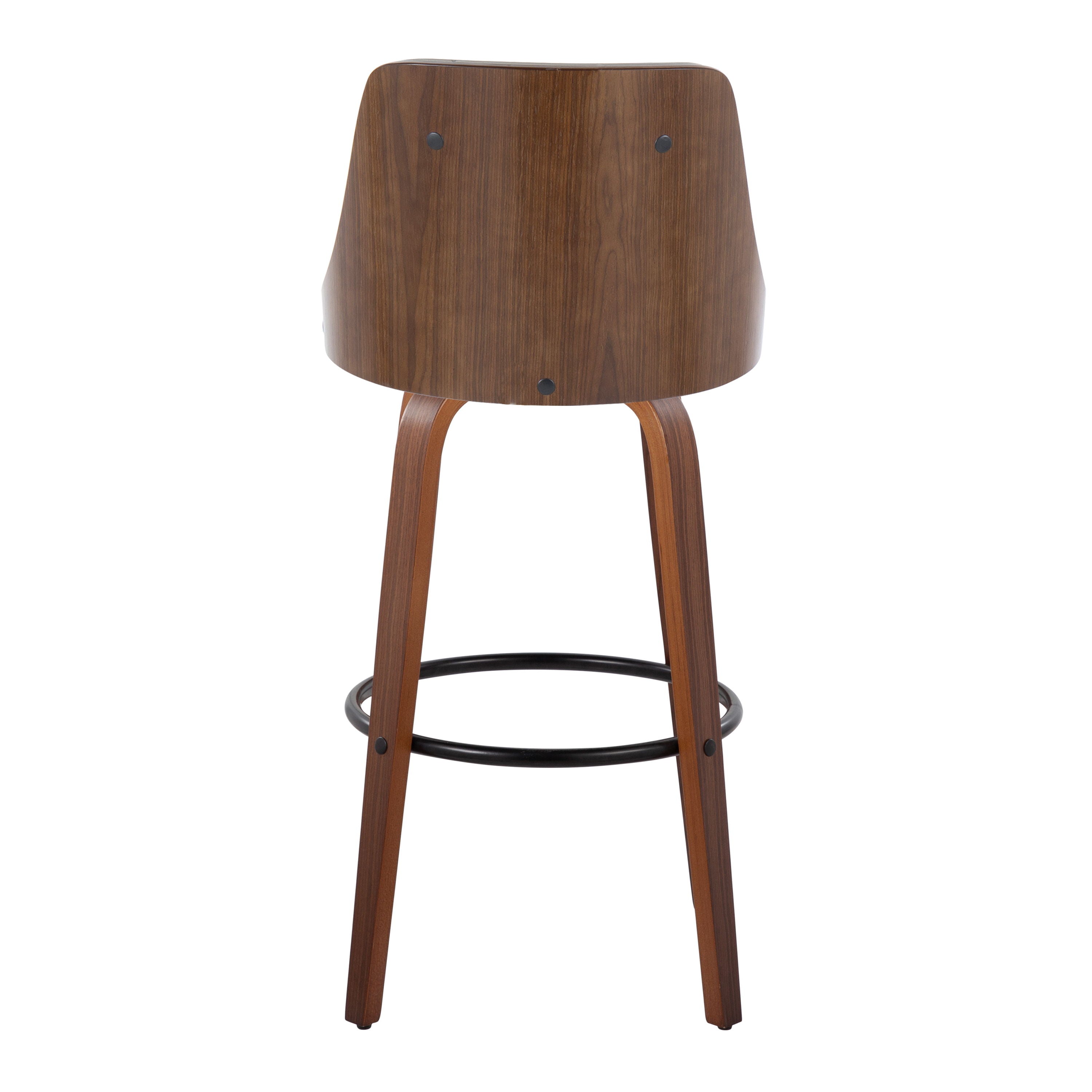 Gianna - Mid-Century Modern Fixed Height Barstool & Swivel With Round Footrest (Set of 2) - Walnut / Light Gray