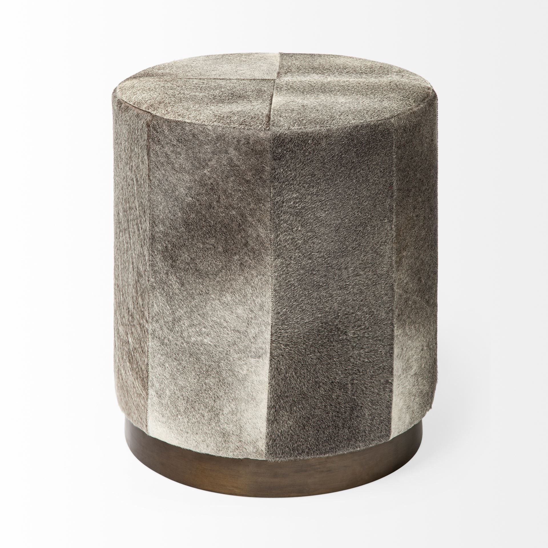 Wool Footstool Ottoman - Gray / Brown