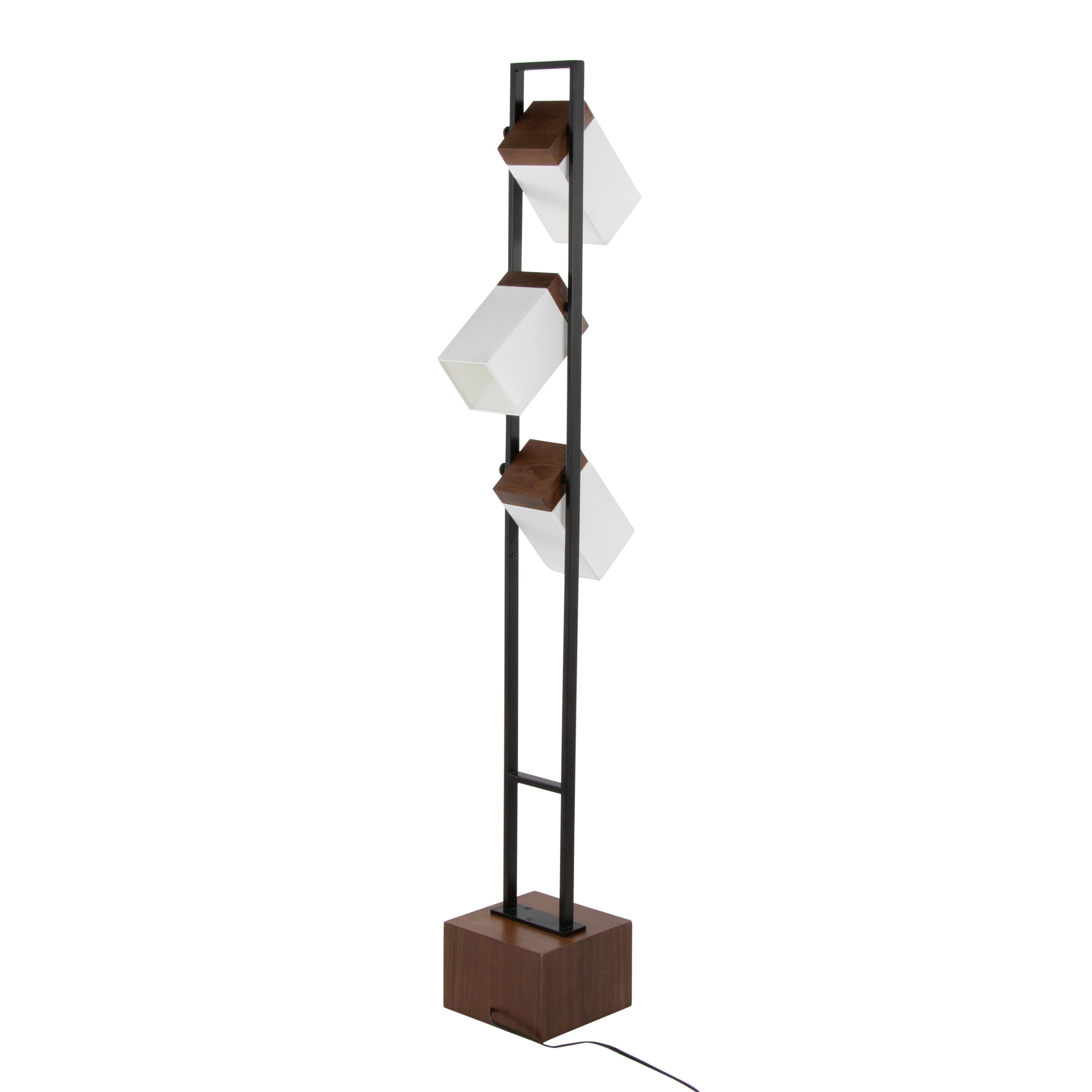 Bento - Contemporary Floor Lamp - Black / Walnut / White