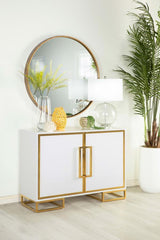 Elsa - 2 Door Wood Storage Accent Cabinet - White And Gold by CoasterEssence | Bel Furniture