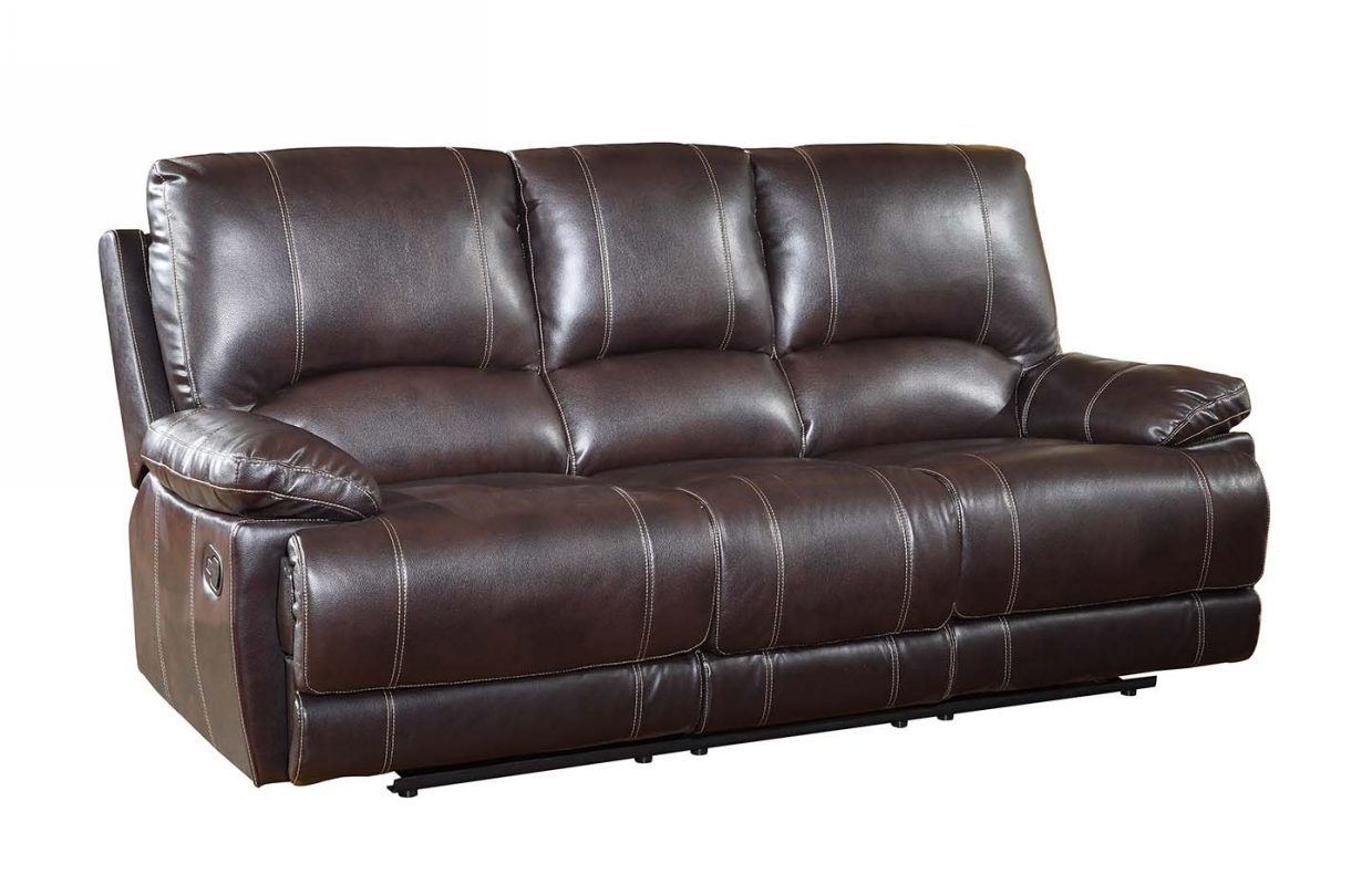 Microfiber Reclining Sofa With Black Legs - Brown