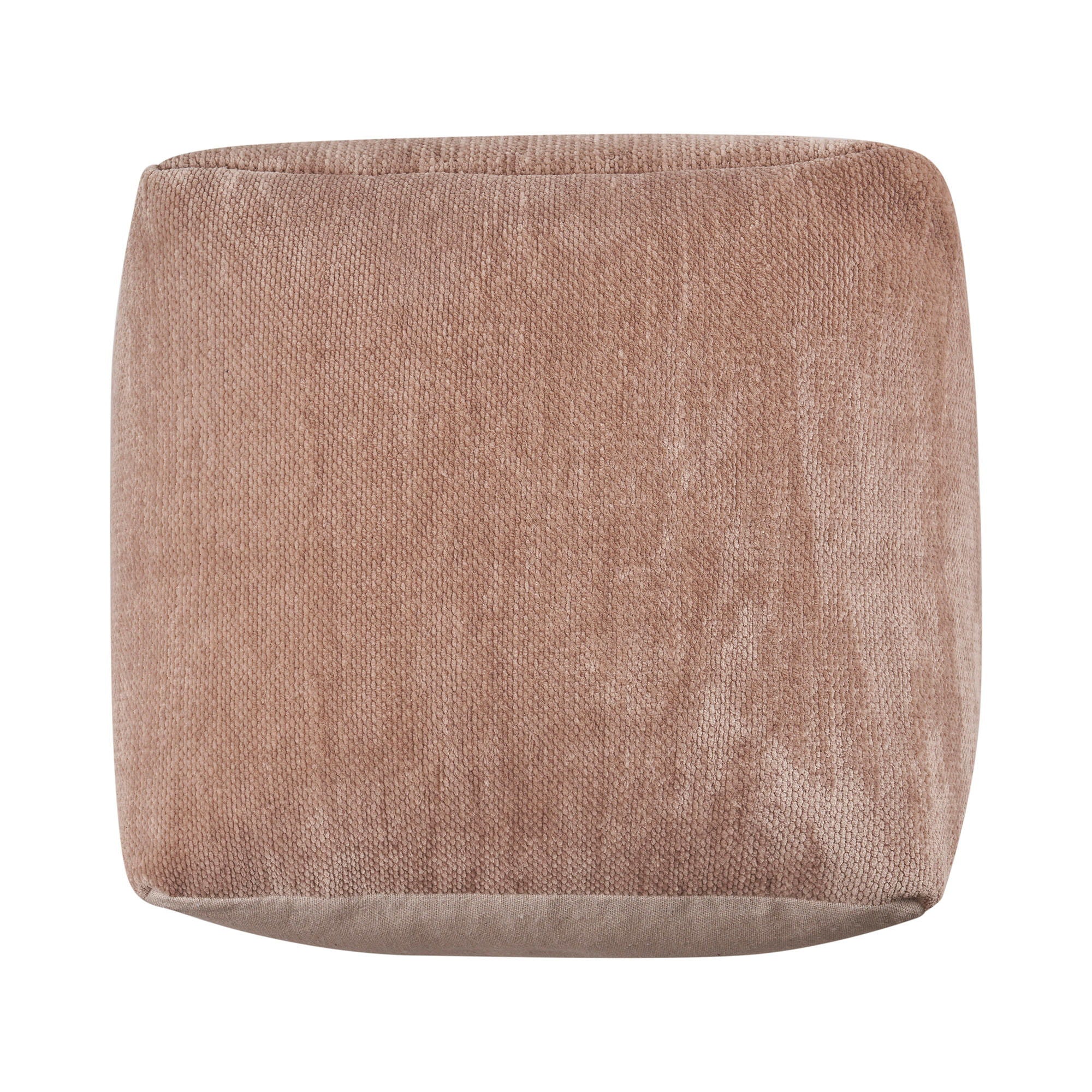 Chenille Cube Pouf Ottoman - Beige