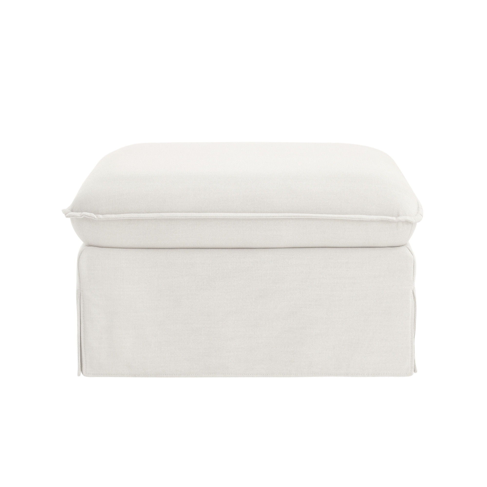 Linen Ottoman - White