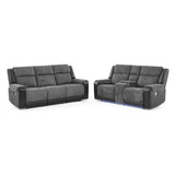 Alicia - Console Reclining Loveseat With Immersive Sound & Blue LED - Black / Gray