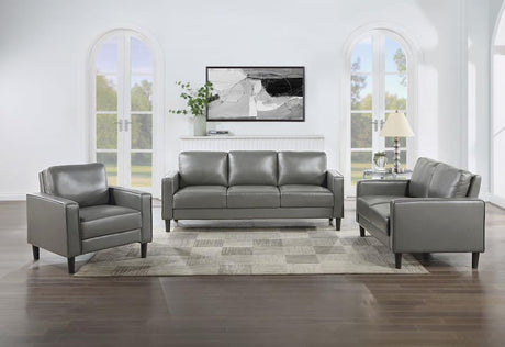 Ruth - Upholstered Track Arm Sofa Set Dark Gray 3 Pc. Sofa, Loveseat, Chair by Coaster Fine Furniture | Bel Furniture