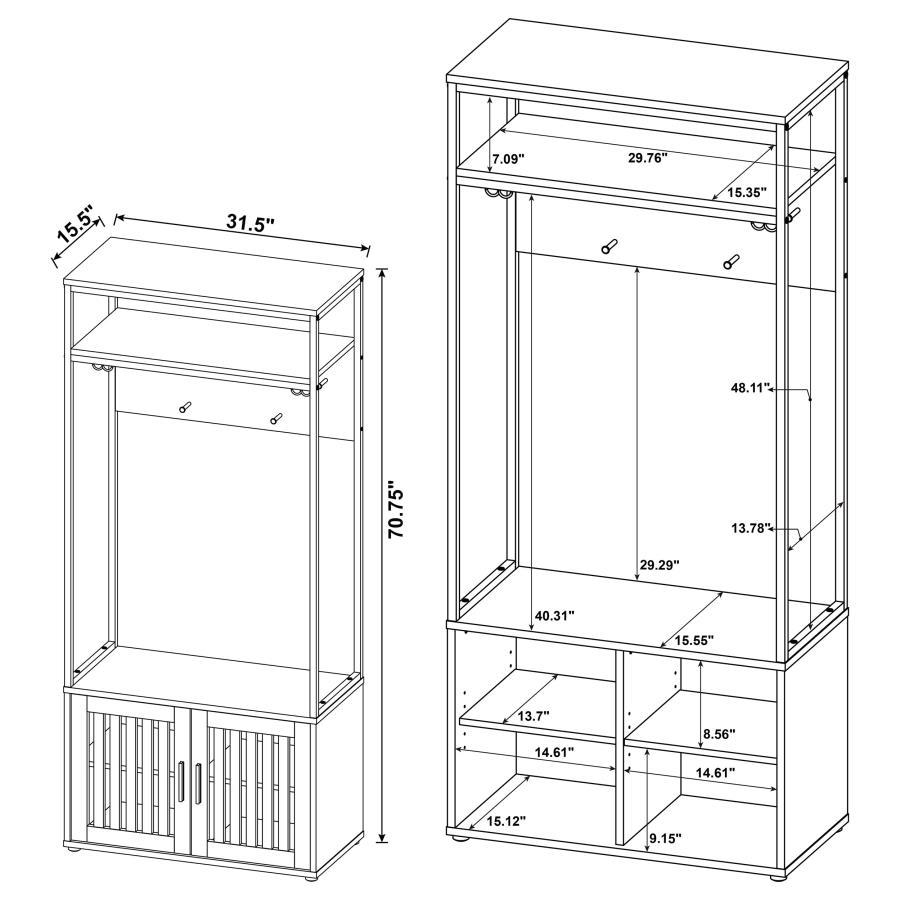 Quincy - 2 Door Coat Rack Hall Tree Storage Bench - Dark Pine by Coaster Fine Furniture | Bel Furniture