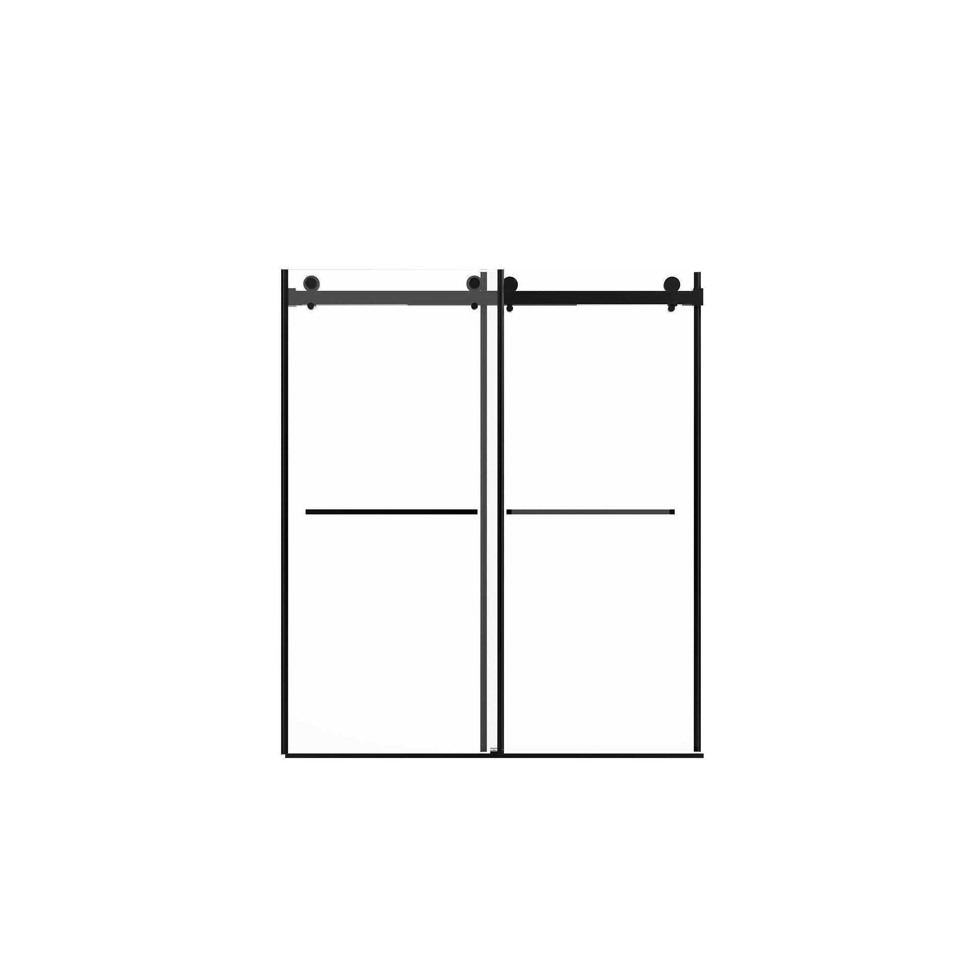 Frameless Shower Door, Double Sliding Shower Door, Clear Tempered Glass Shower Enclosure With Square Rail, Double Side Easy Clean Coat, Finished With Buffer