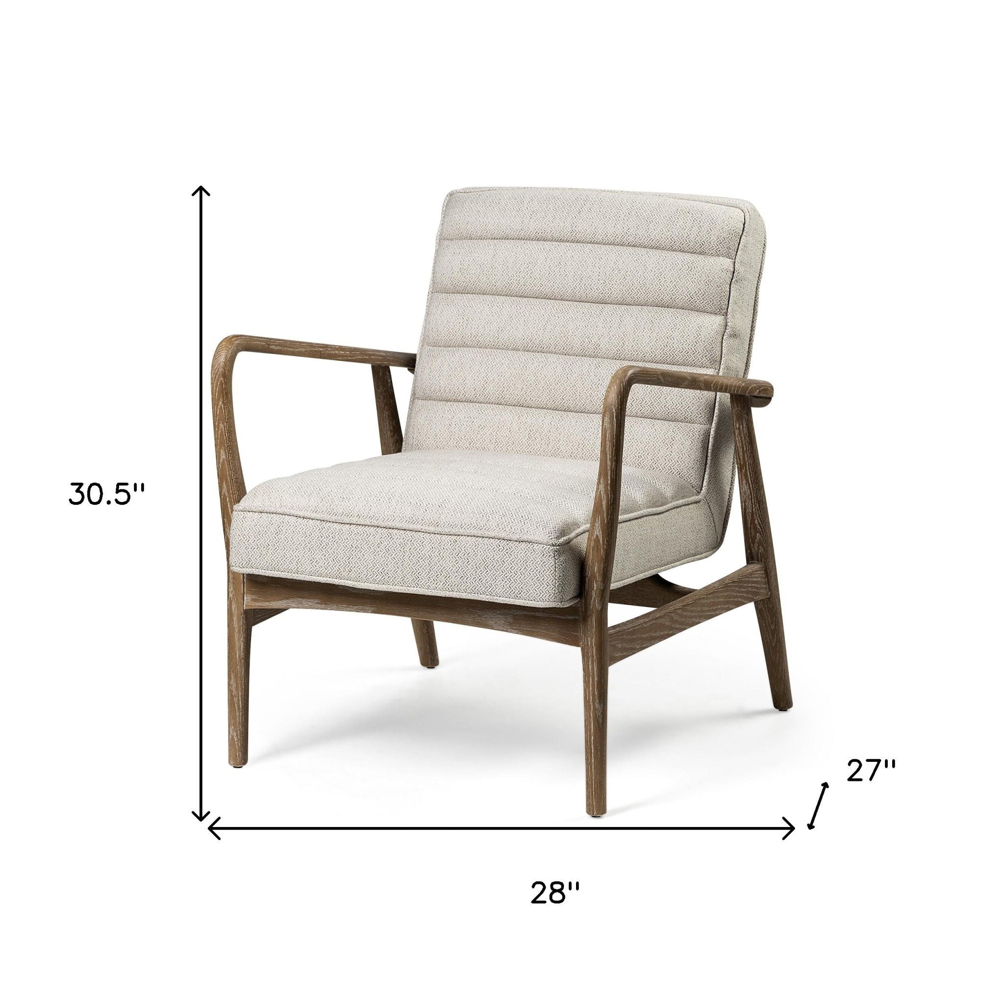 Fabric Lounge Chair - Cream / Brown