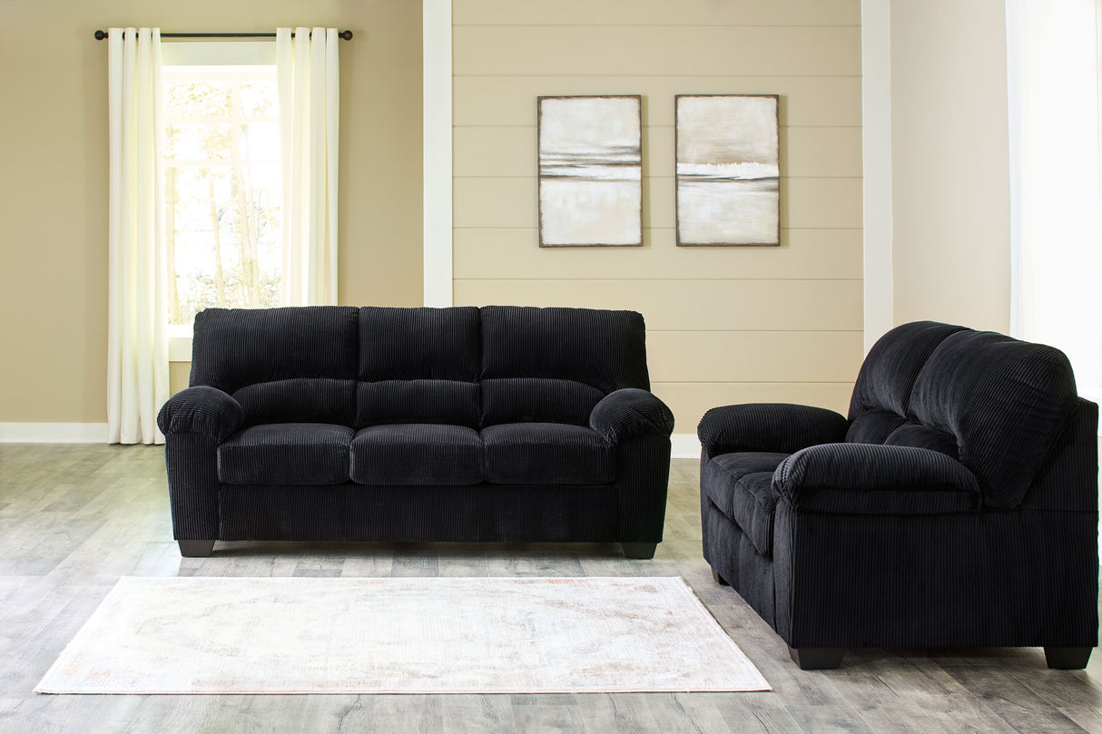 Simplejoy - Living Room Set Black 2 Pc. Sofa, Loveseat by Signature Design by Ashley® | Bel Furniture