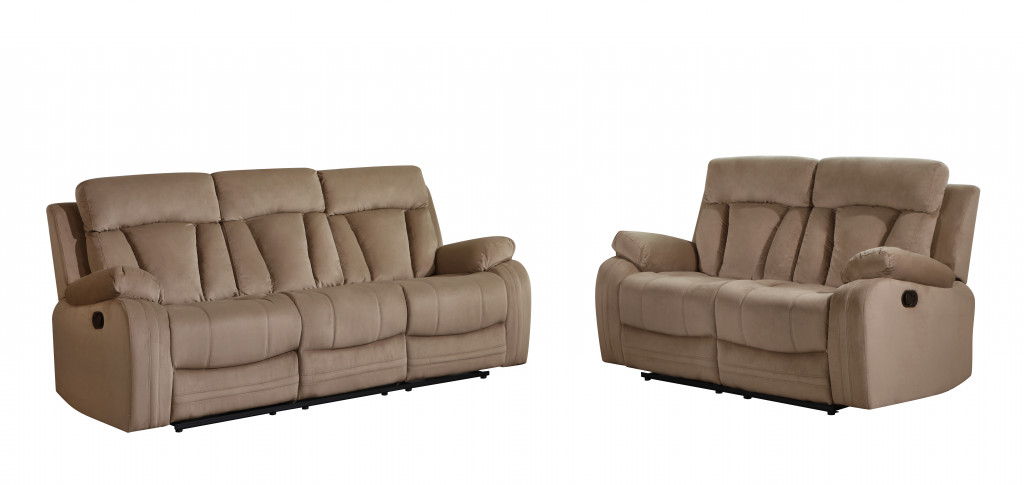 2 Piece Indoor Five Person Seating Set Microsuede - Beige