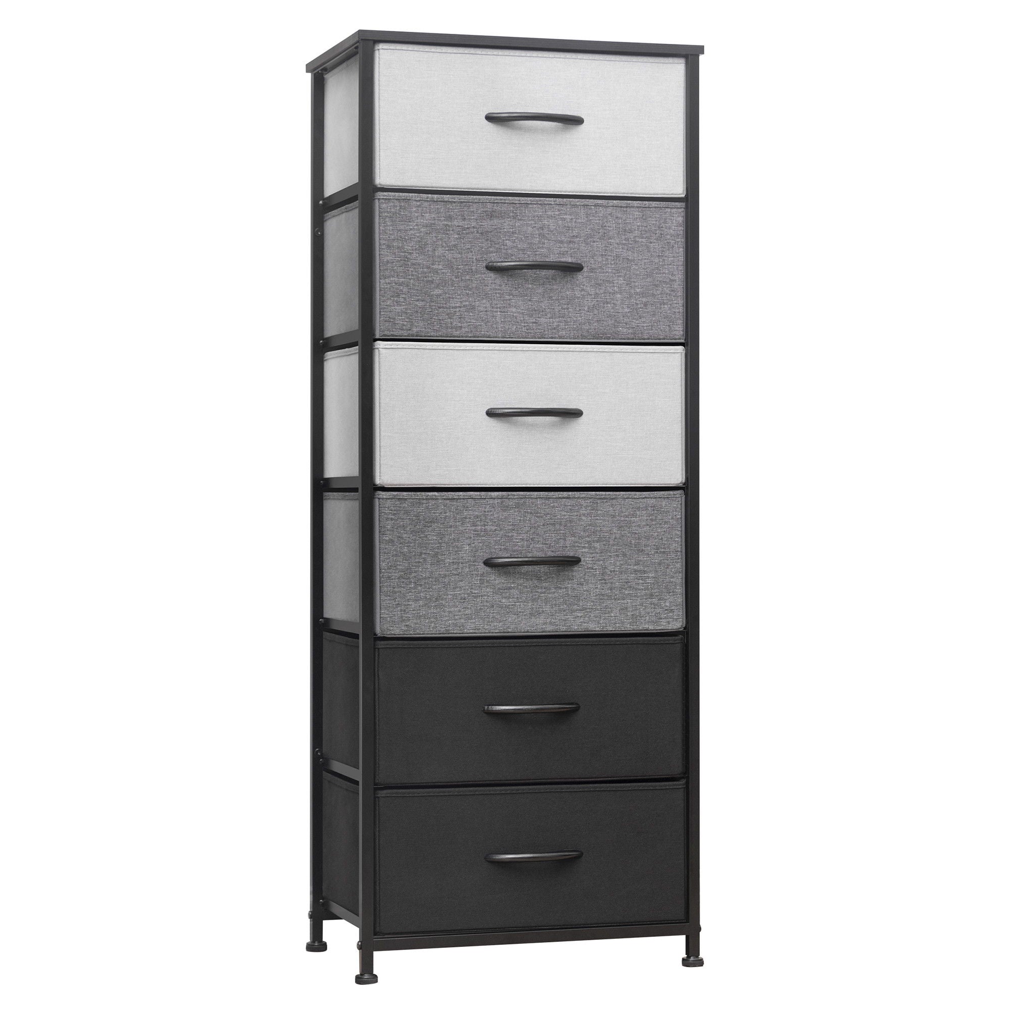 Steel And Fabric Six Drawer Chest - Gray / Black