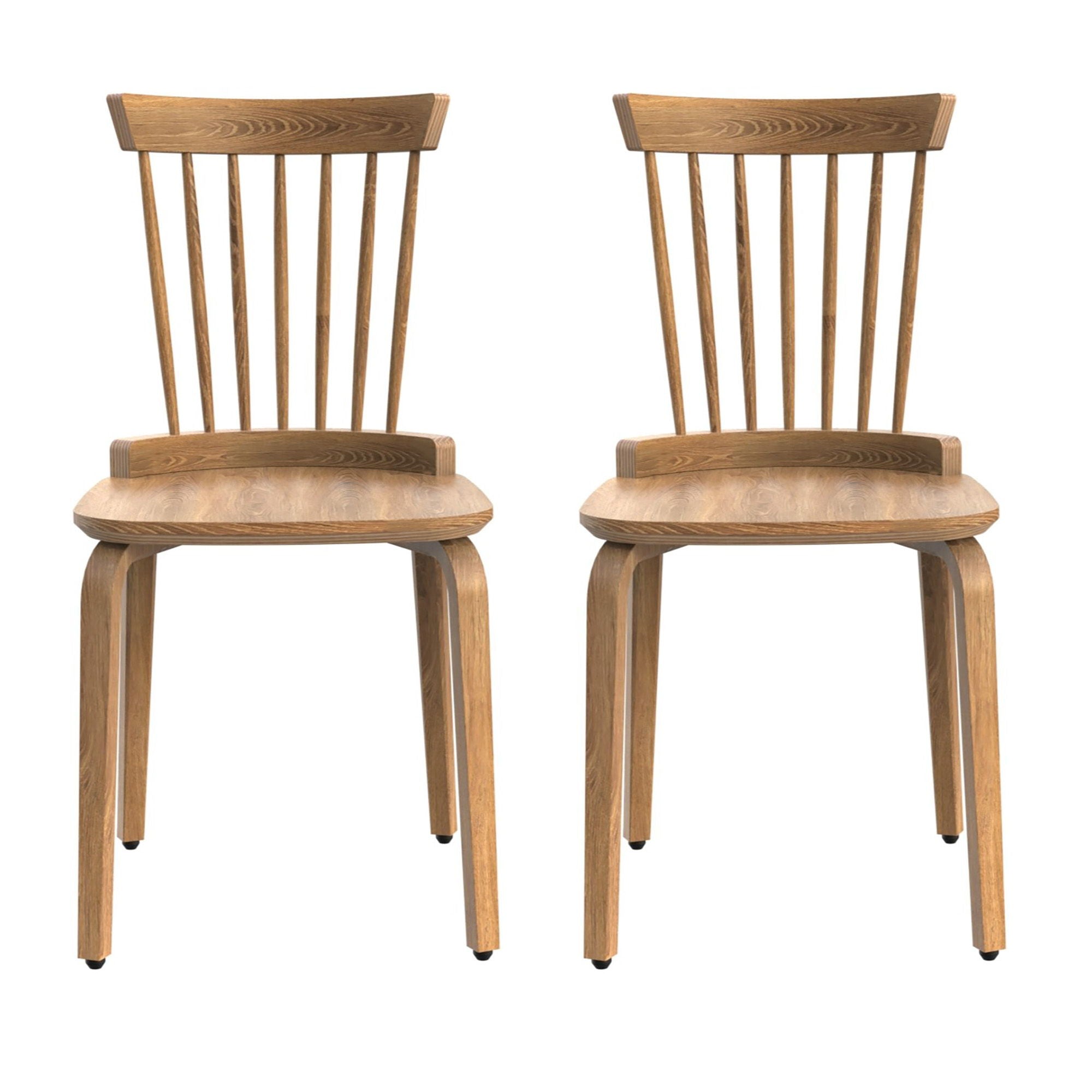 Solid Wood Slat Back Windsor Chair (Set of 2)