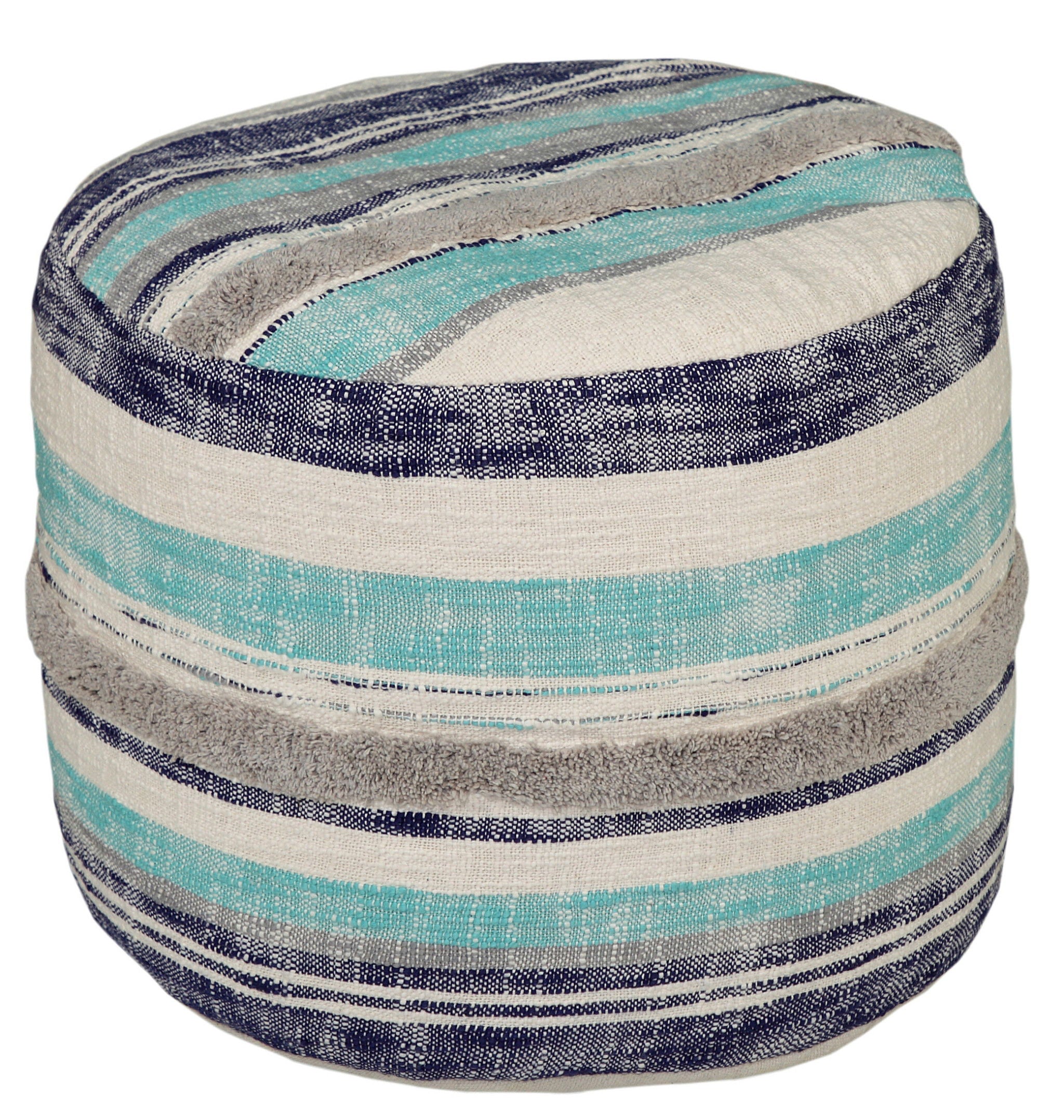 Round Cotton Ottoman - Blue