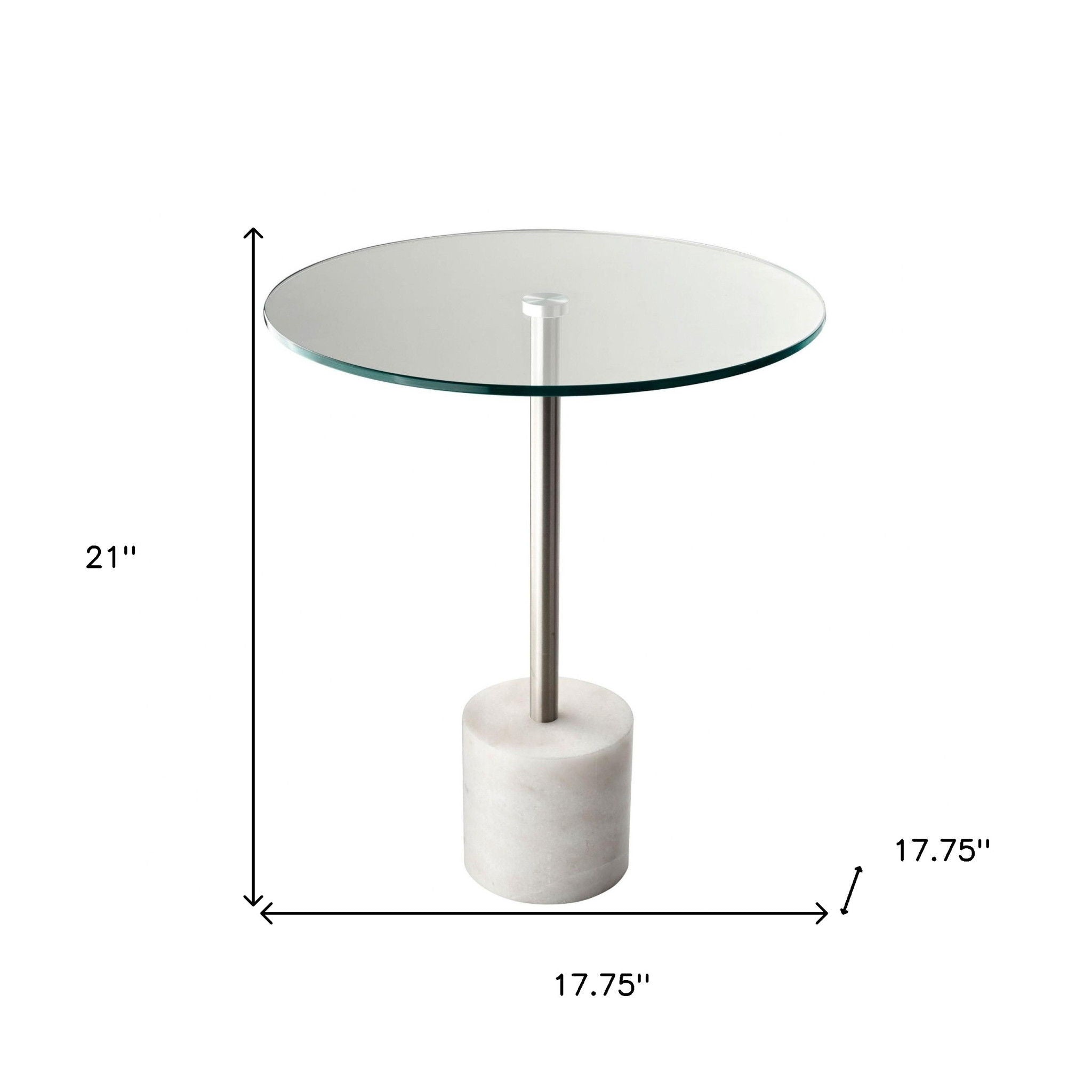 Glass Round End Table - Silver / Clear