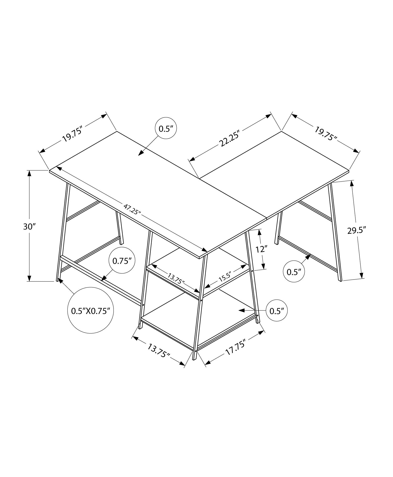 Computer Desk, Home Office, Corner, Storage Shelves, L Shape, Work, Laptop, Marble Look Laminate, Contemporary, Modern