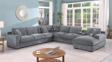 Celine - Fabric Corner Sectional Sofa With Right-Facing Chaise, Cupholders, And Charging Ports - view 21