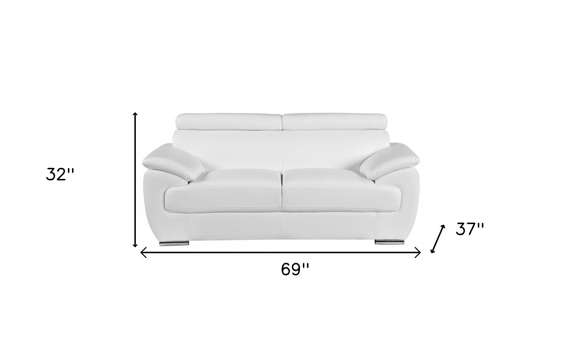 Faux Leather Love Seat - White / Silver