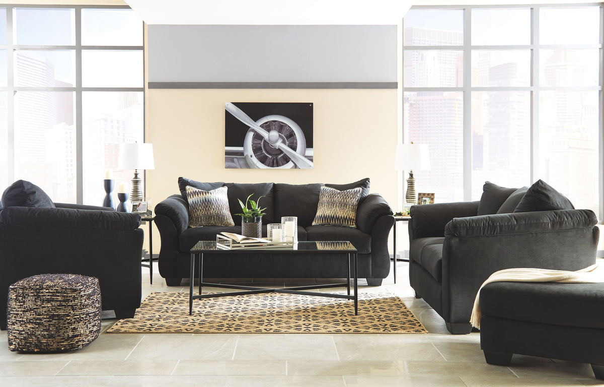 Darcy - Living Room Set Black 4 Pc. Sofa, Loveseat, Chair, Ottoman by Signature Design by Ashley® | Bel Furniture