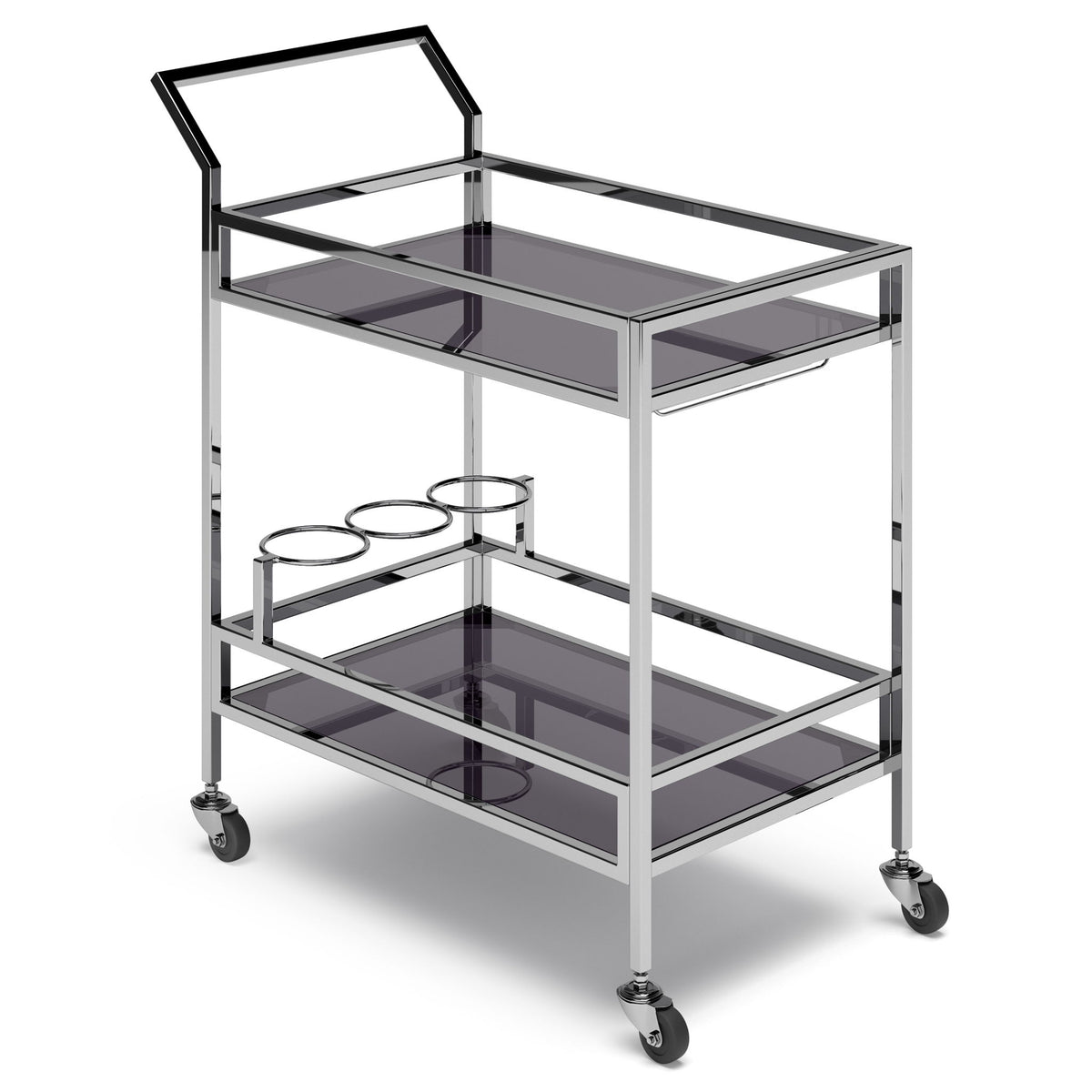 Watts - Bar Cart - Chrome by Simpli-Home | Bel Furniture