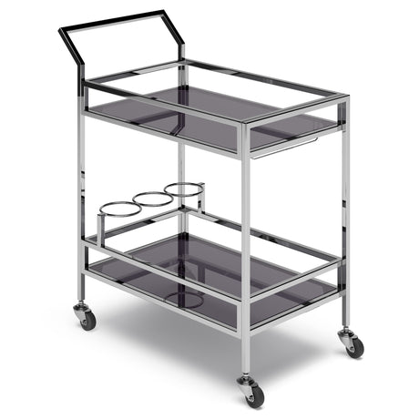 Watts - Bar Cart - Chrome by Simpli-Home | Bel Furniture
