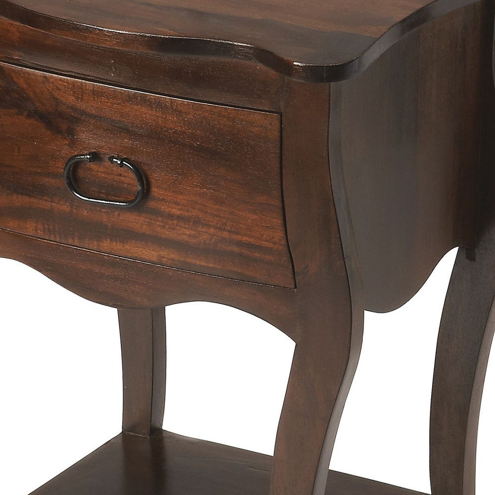 One Drawer Solid Wood Nightstand - Brown