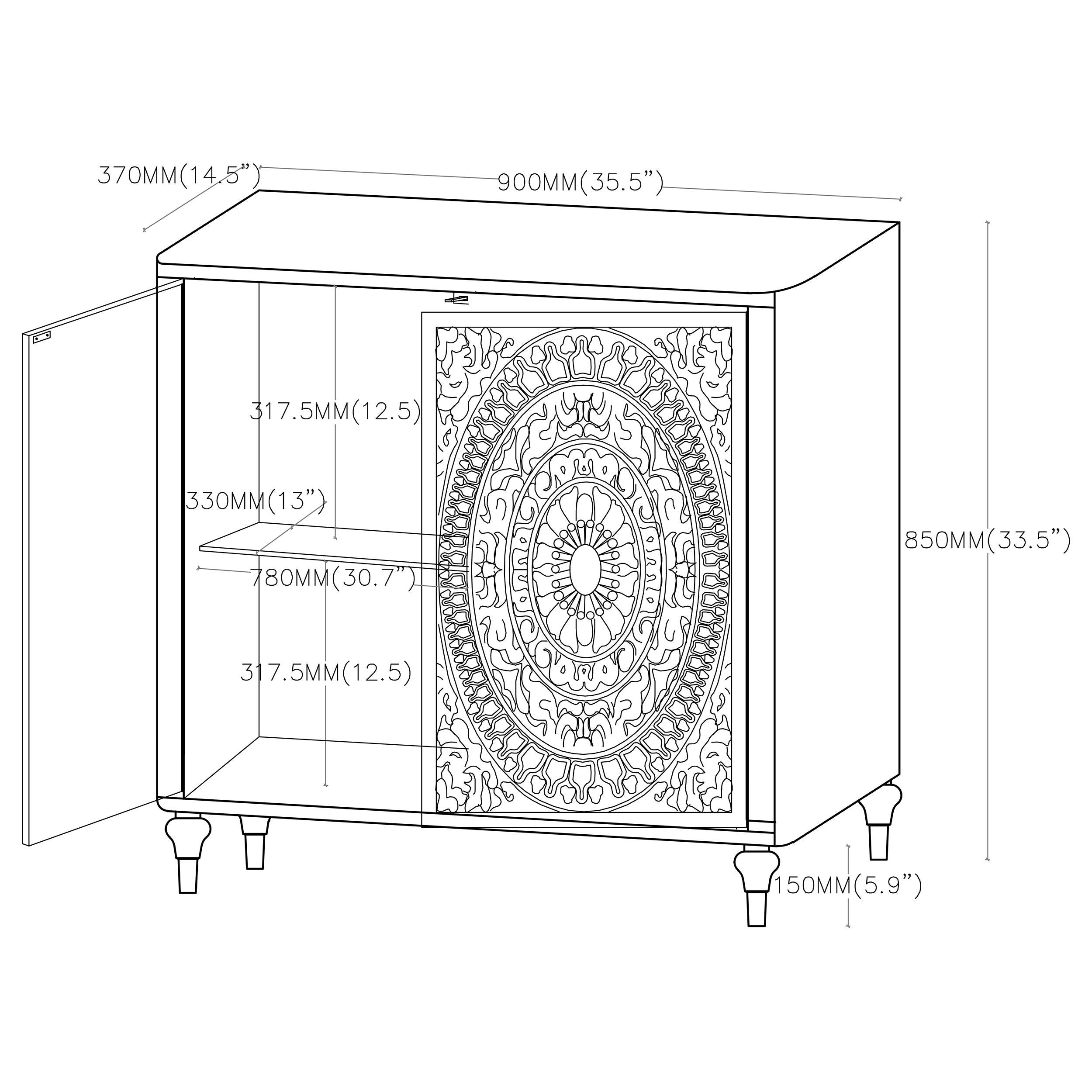 Cardella - 2 Door Mandala Accent Cabinet - Distressed White