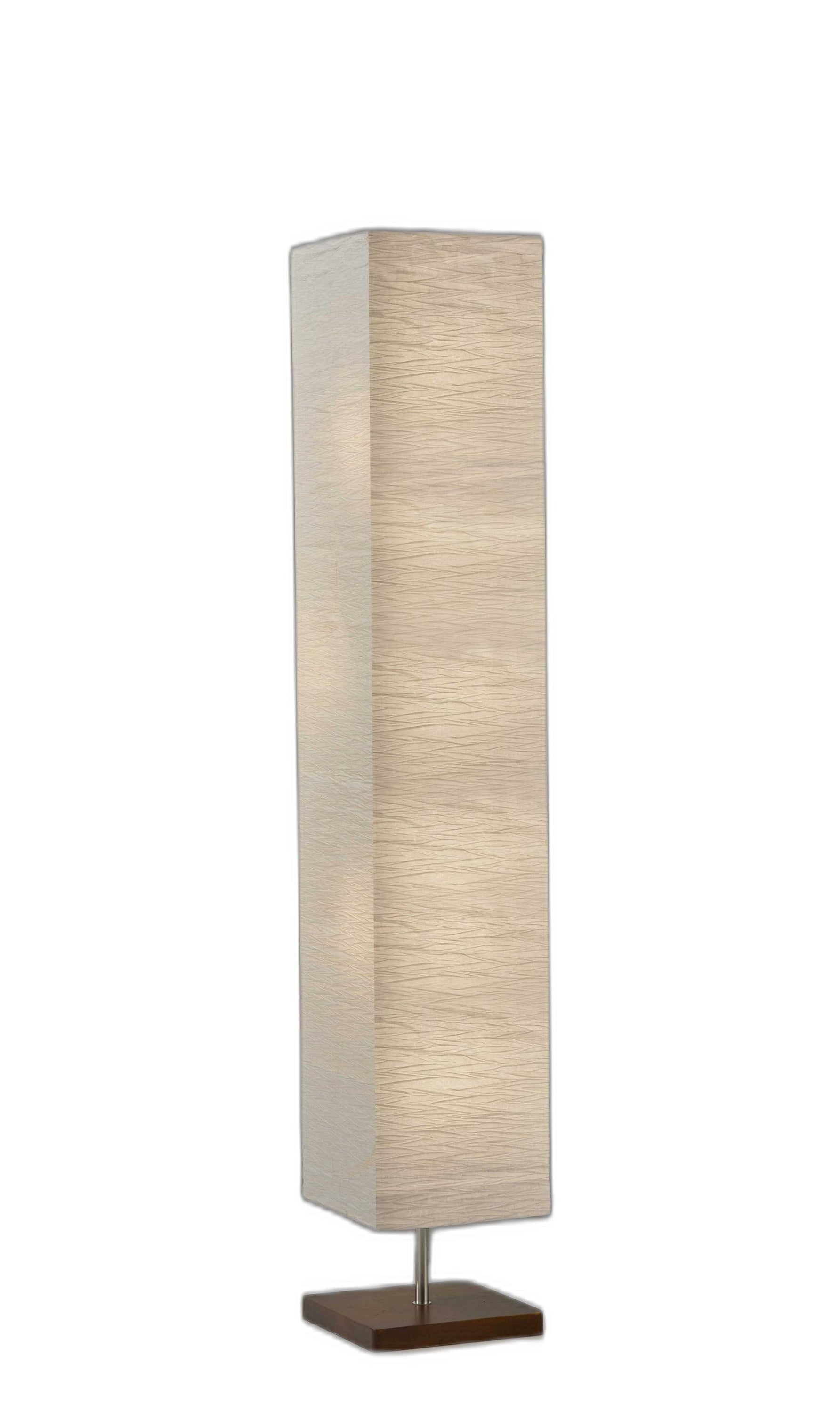 Two Light Column Floor Lamp With Rectangular Shade - White