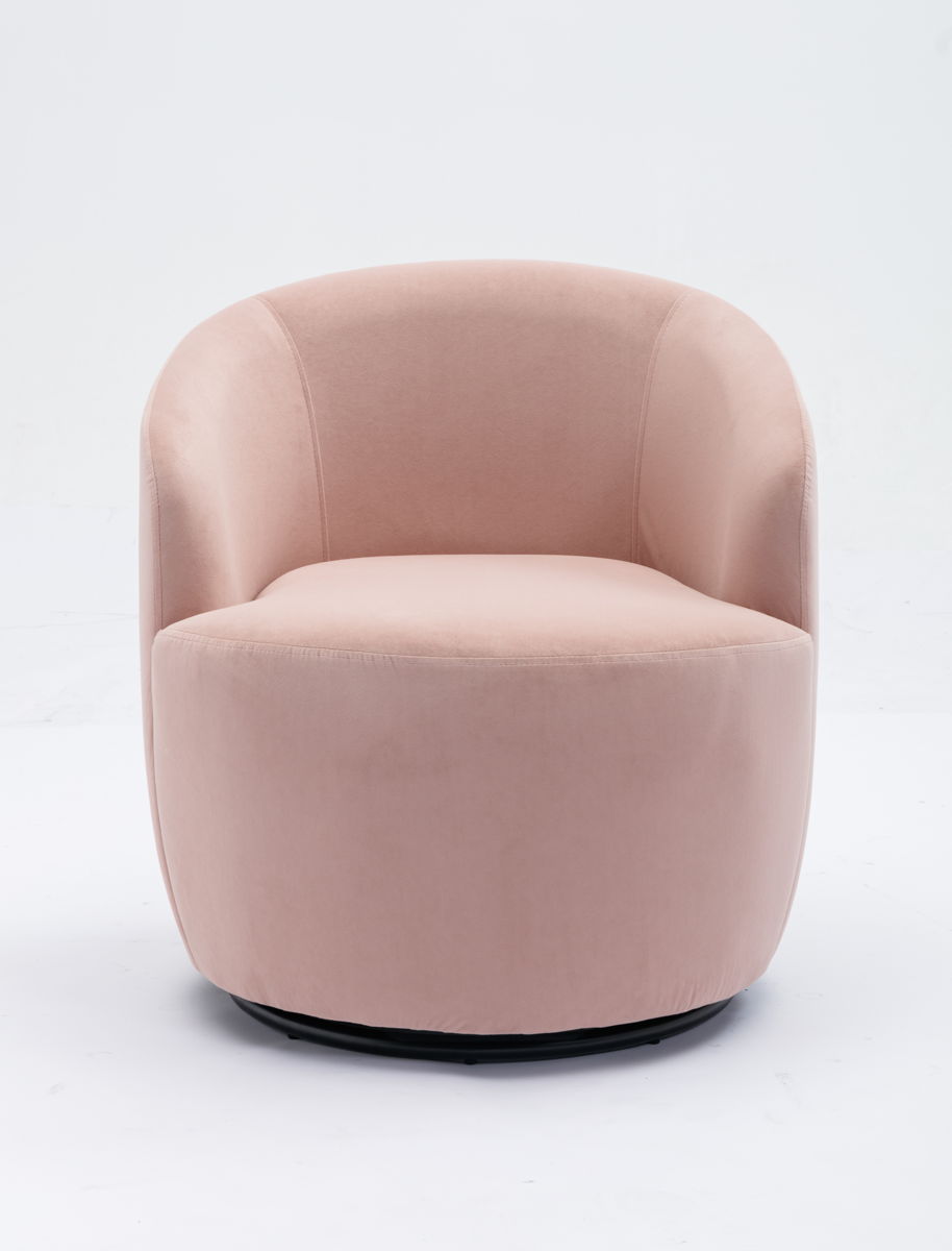 Velvet Fabric Swivel Accent Armchair Barrel Chair With Powder Coating Metal Ring