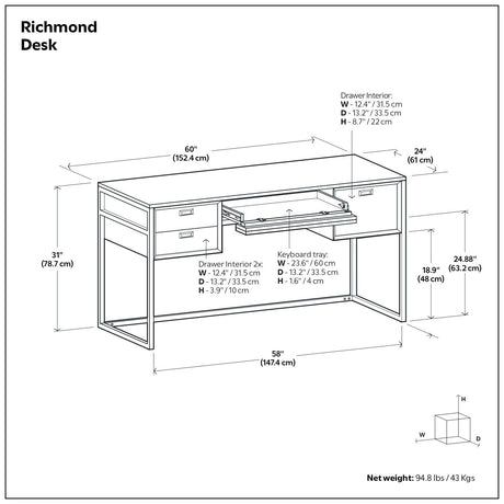 Richmond - Desk - Rustic Natural Aged Brown - view 3