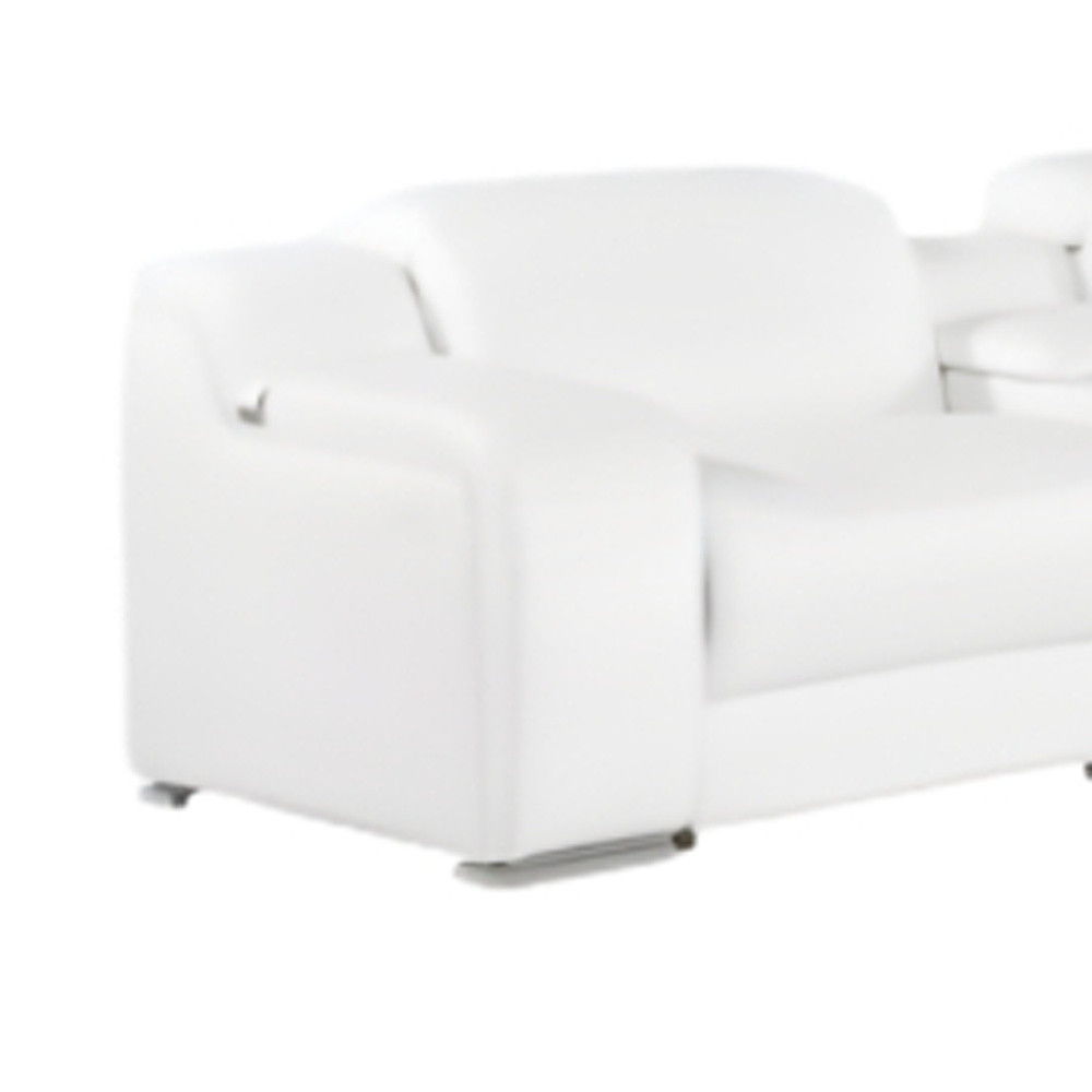 Italian Leather Power Reclining Eight Piece Corner Sectional With Console L Shaped - White