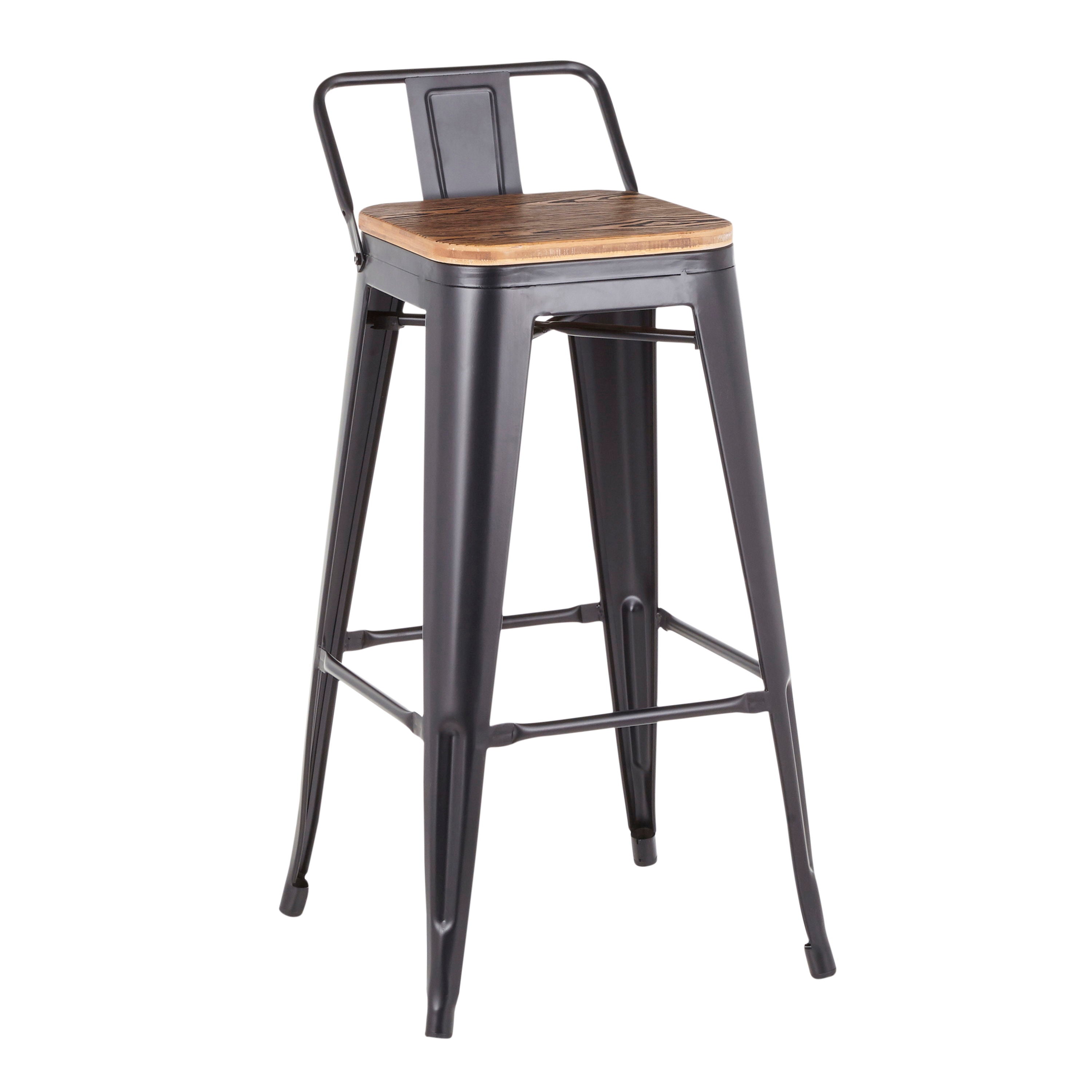 Oregon - Industrial Low Back Barstool (Set of 2) - Black