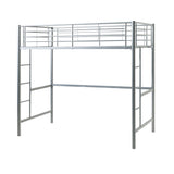 Modern Industrial Twin Over Loft Metal Bunk Bed Frame With Integrated Guardrails - Silver by Walker Edison | Bel Furniture