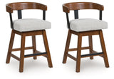 Ralene - Upholstered Swivel Barstool (Set of 2) - Medium Brown