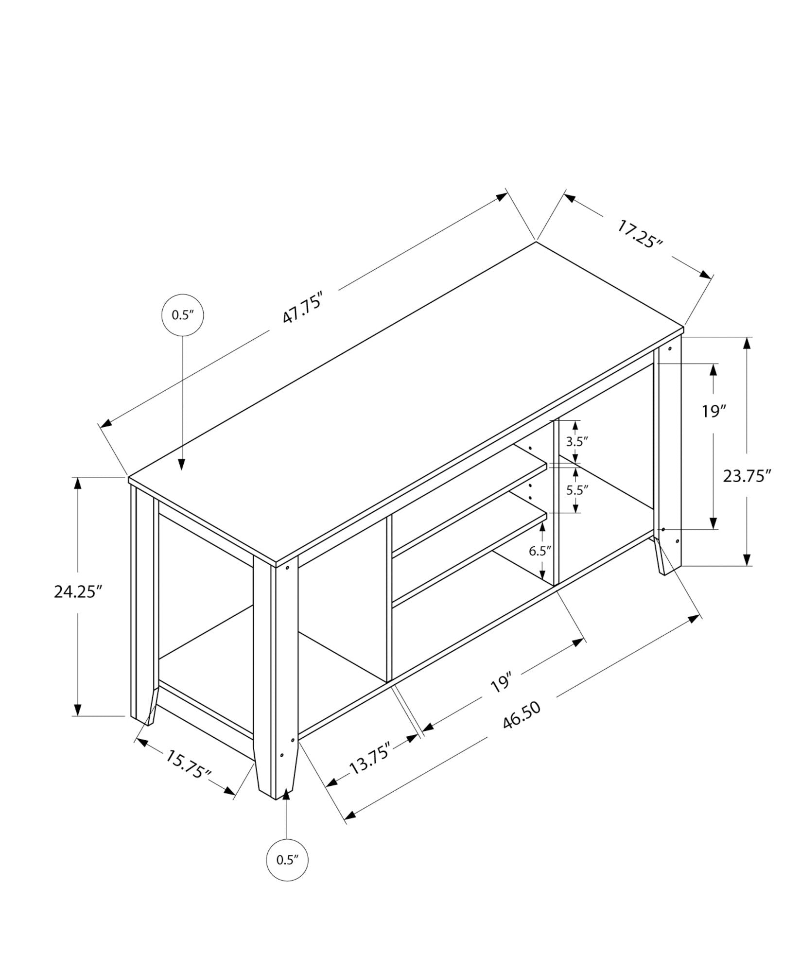 TV Stand, Console, Media Entertainment Center, Versatile Storage Shelves