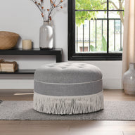 Yolanda - Round Upholstered Accent Ottoman by Jennifer Taylor Home | Bel Furniture