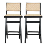 Keira - Bar Stool (Set of 2) - Black / Rattan by Ashcroft Furniture | Bel Furniture
