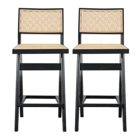 Keira - Bar Stool (Set of 2) - Black / Rattan by Ashcroft Furniture | Bel Furniture
