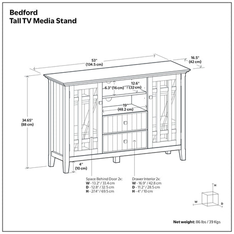 Bedford - Handcrafted Tall TV Media Stand - view 10