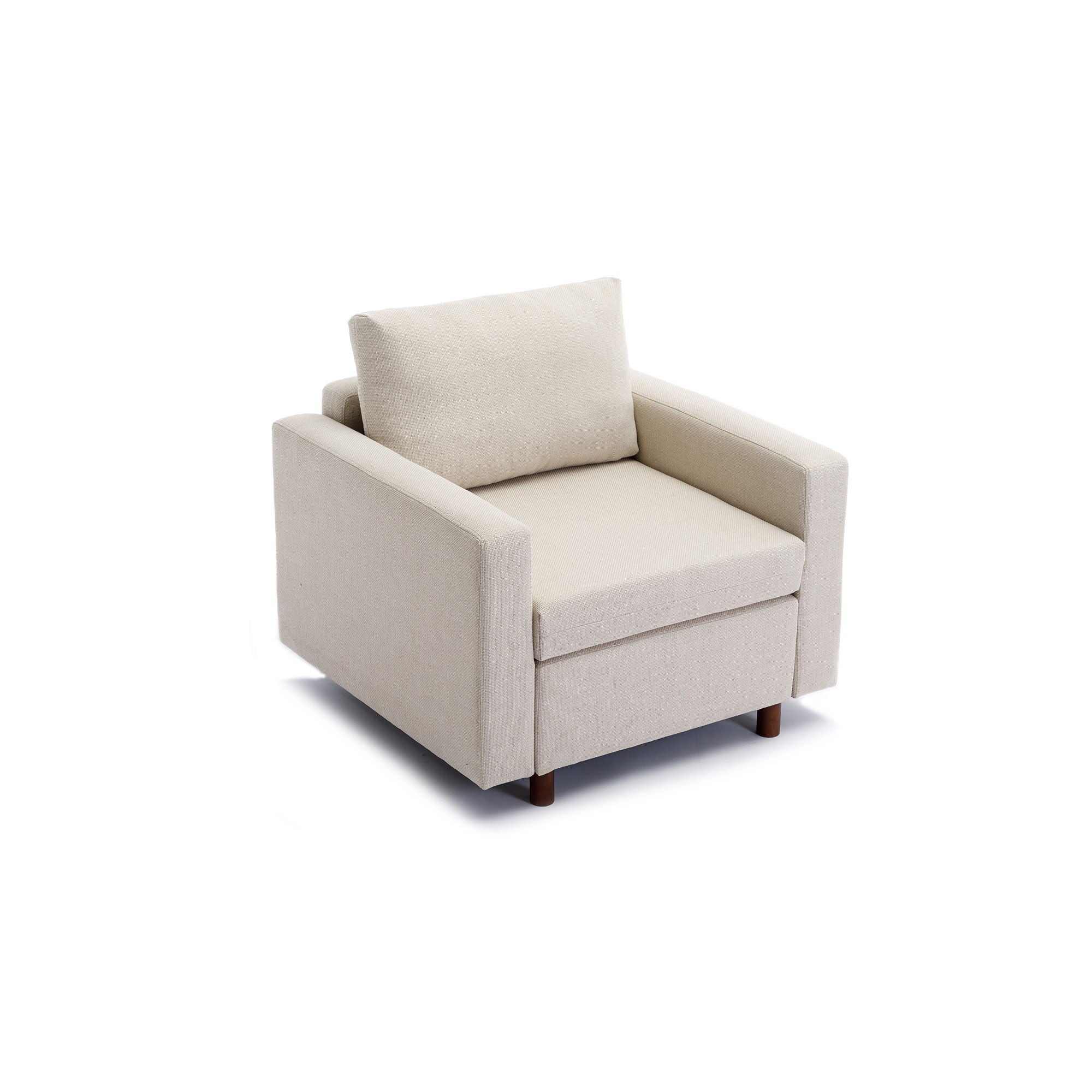 Single Seat Module Sofa Sectional Couch With Armrest With 1 Ottoman, Cushion Covers Non-Removable And Non-Washable