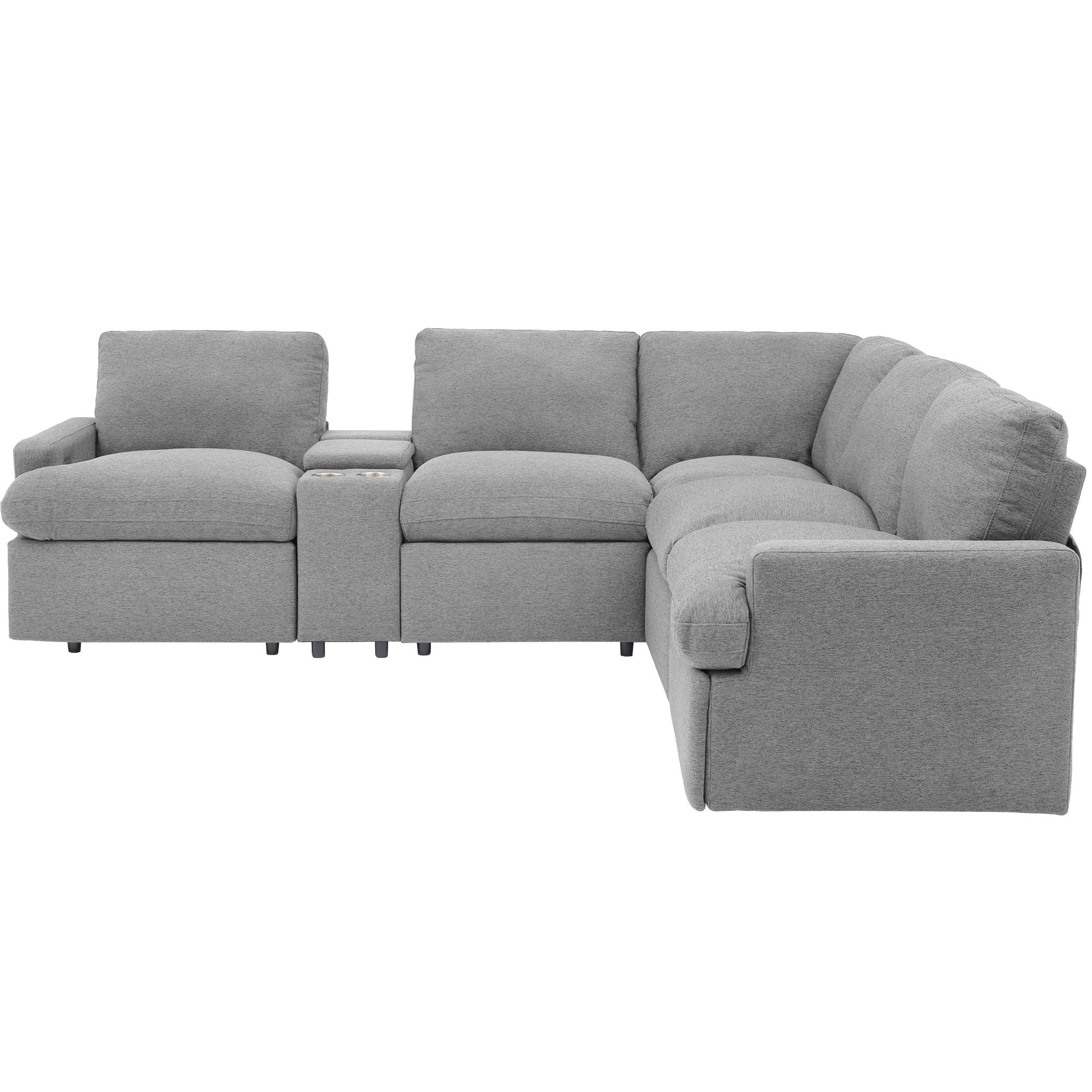 Power Recliner Corner Sofa Home Theater Reclining Sofa Sectional Couches With Storage Box, Cup Holders, USB Ports And Power Socket For Living Room